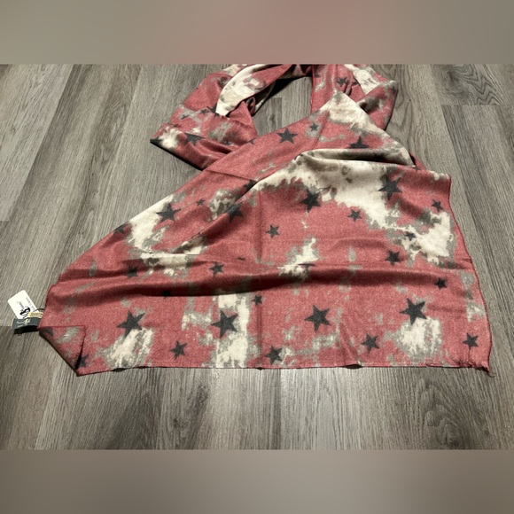 JC Sunny Cashmere Acrylic Blend Ruana Shawl Wrap Scarf Pink Stars - Picture 3 of 5